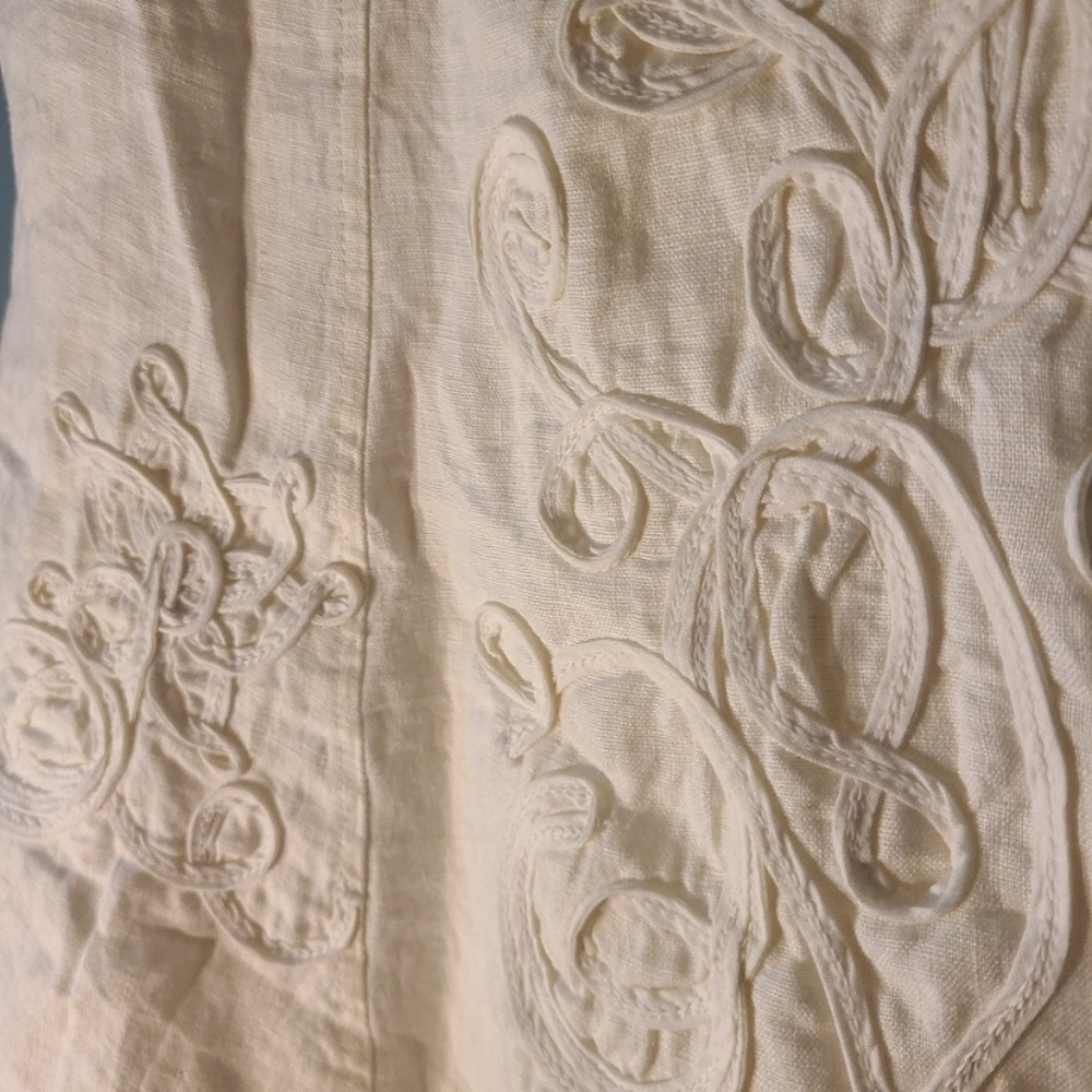 JM collection 100% linen suit with floral accent - Picture 10 of 10